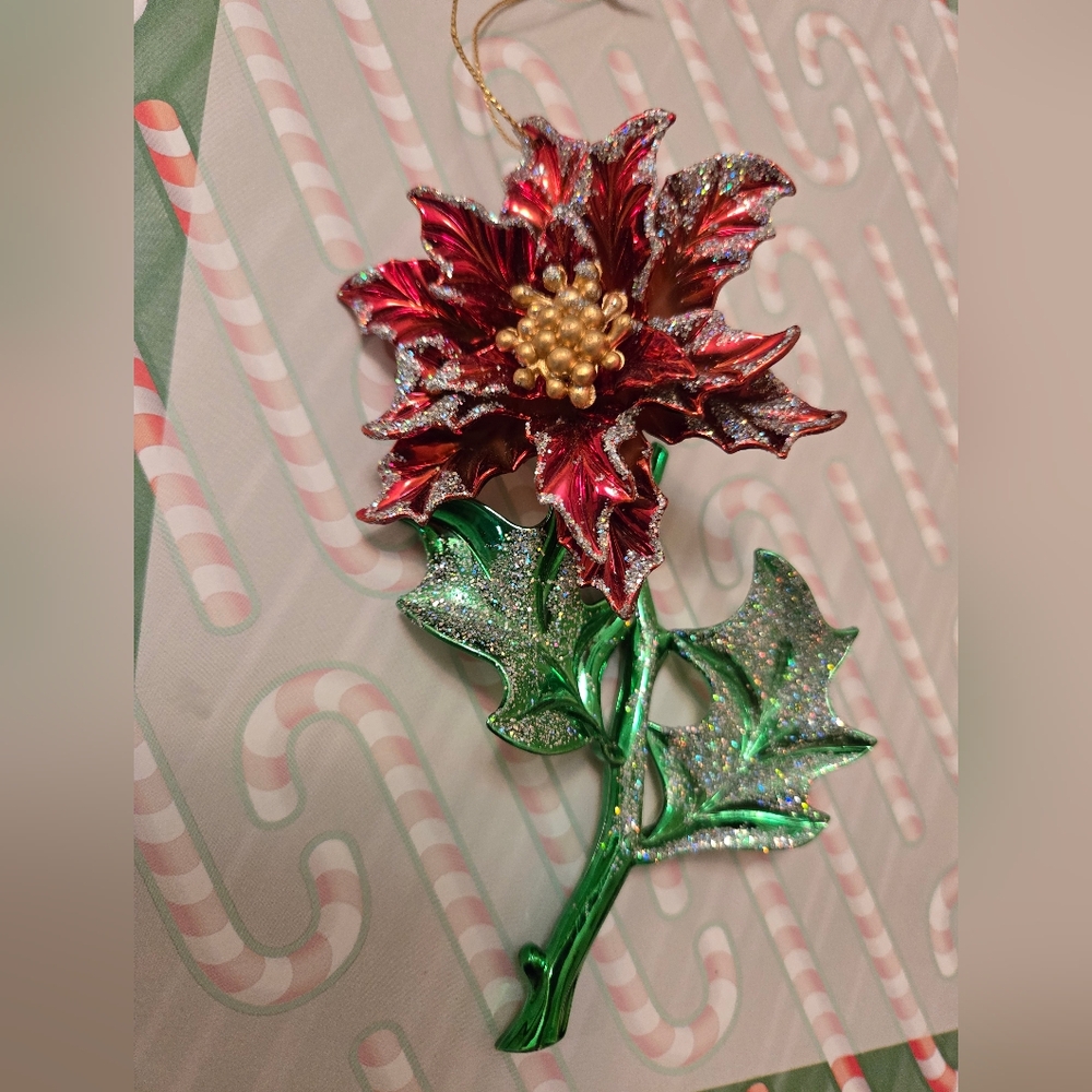Sparkling Poinsettia Christmas Ornament
